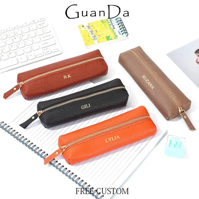Pochette à stylos personnalisée en cuir PU tendance