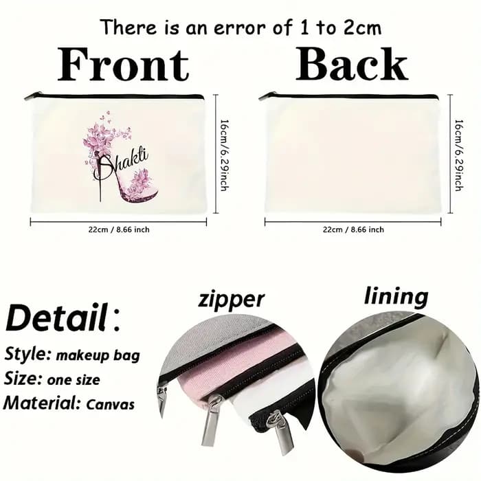 Trousse de maquillage personnalisée en polyester avec nom personnalisé