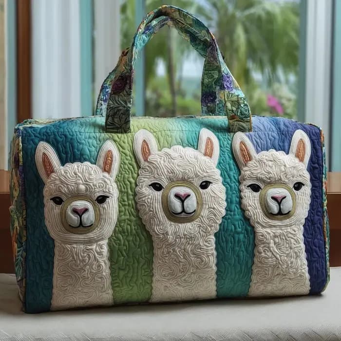 Sac de voyage matelassé 3D imprimé animal ours flamant rose paon lama lion art bohème pour hommes femmes week-end plage