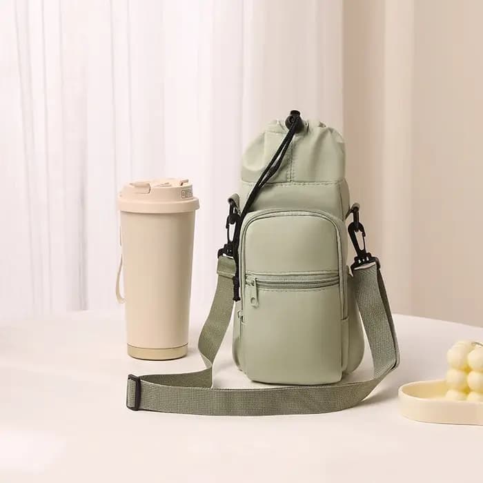 Sac de bouteille d'eau Portable avec sangle réglable, tasses thermiques, housse de protection isolée