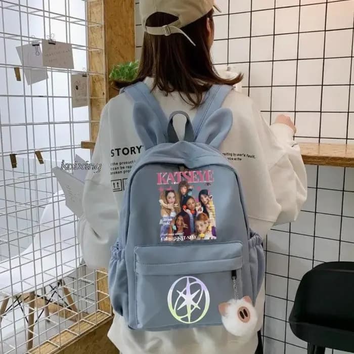 Mochila Hot Katseye drôle impression sac à dos fille garçon enfants sac à dos décontracté sacs d'école voyage oreilles