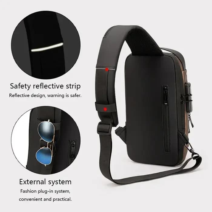 Sac à bandoulière multifonction antivol USB