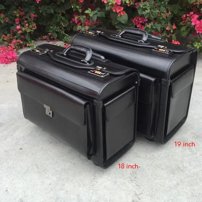 Valise de vol Trolley services.com Pilot en cuir véritable