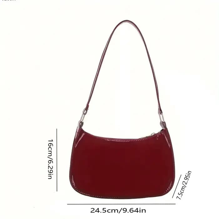 Sac rouge haut de gamme pour femmes, sac sous les bras rétro à main, petit sac en cuir verni de style étranger pour jeunes filles, épaule unique