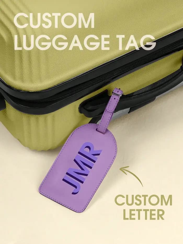 Étiquette de bagage personnalisée avec initiale