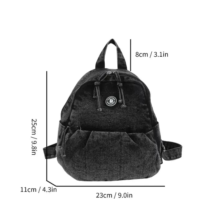 Mini sac à dos en denim décontracté – Sac à dos de tous les jours pour femmes, sac à dos tendance, c