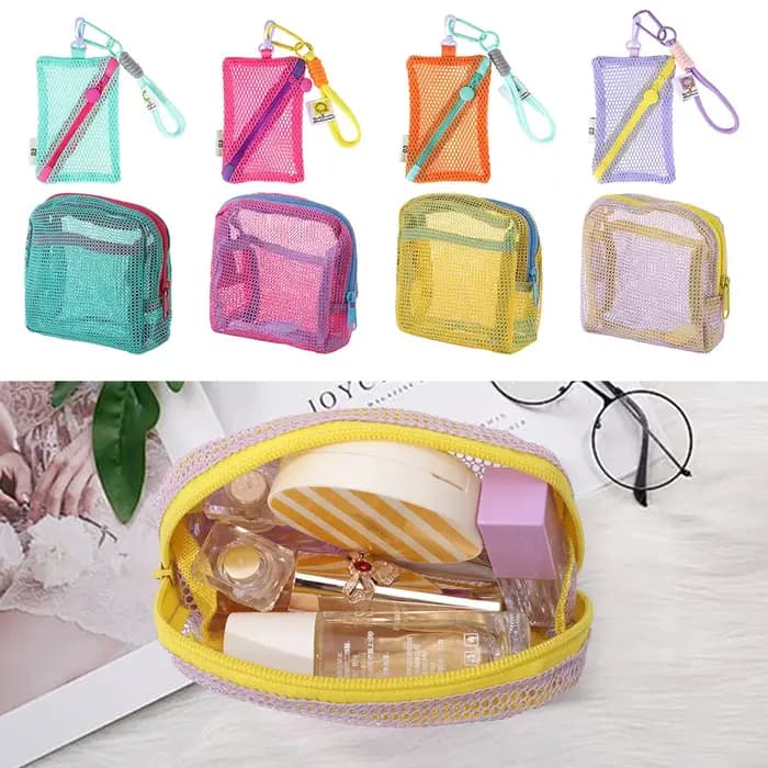 Sac à cosmétiques en maille carrée transparente