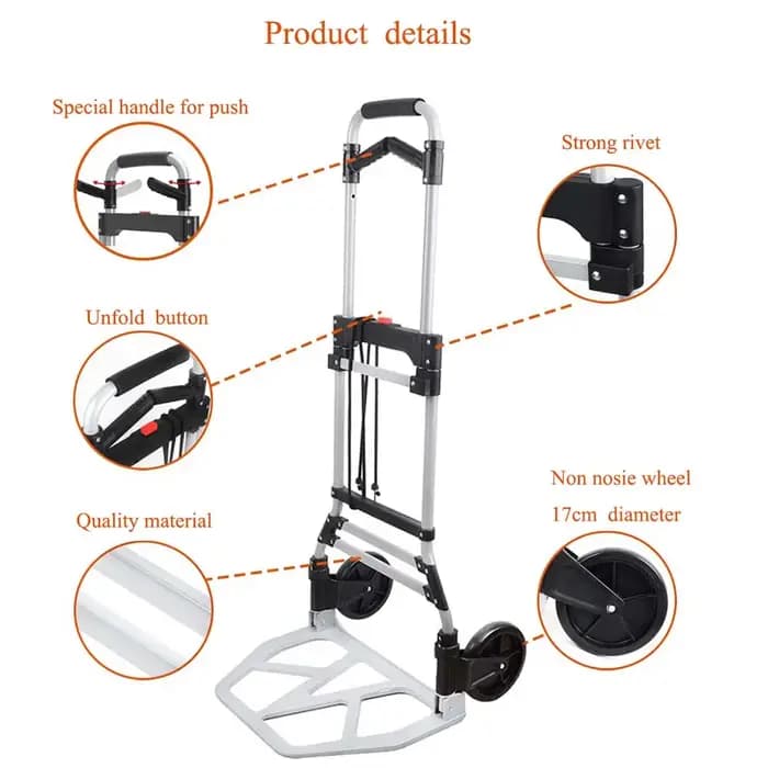 Chariot pliable à roulement de 150KGS pour bagages