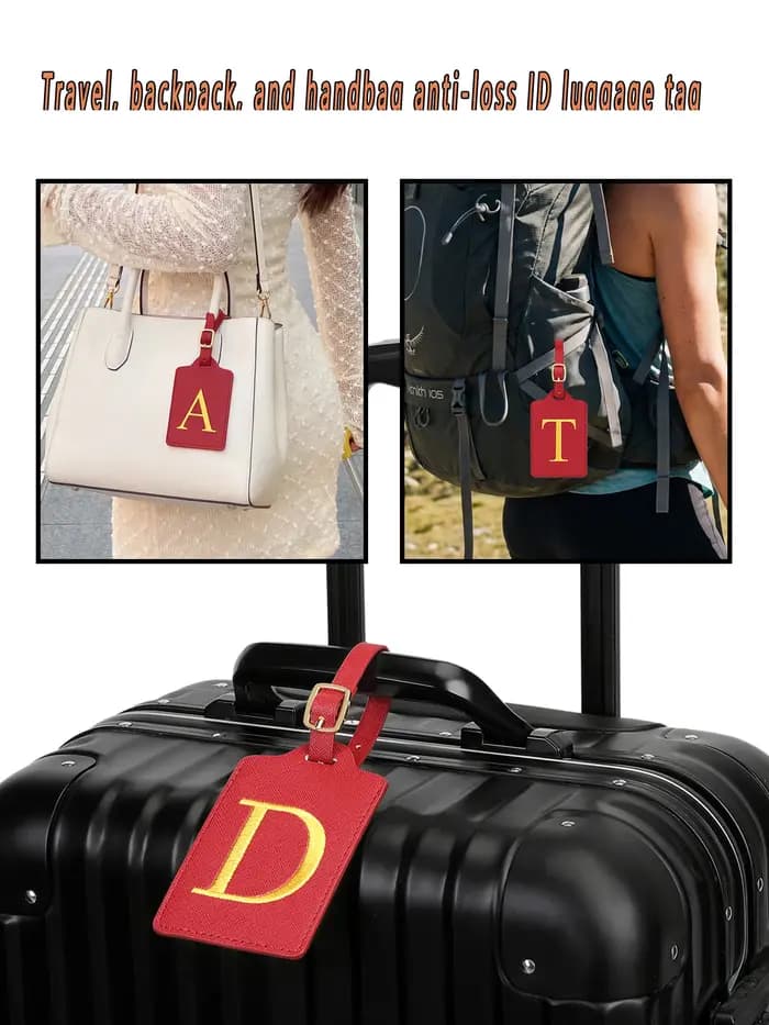 Étiquettes à bagages MIYIN 26 lettres pour valises en cuir PU