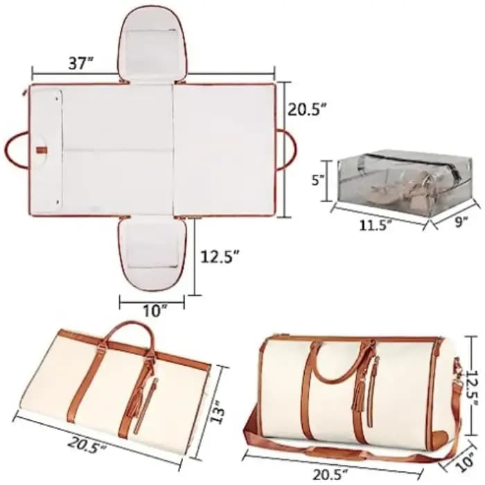 Sac de voyage convertible en cuir PU avec bandoulière