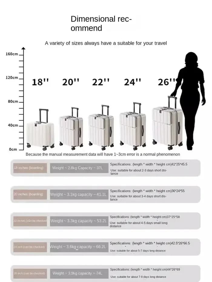Valise de cabine à roulettes muette légère