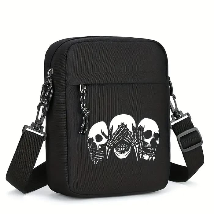 Sac à bandoulière Vintage imprimé tête de mort pour hommes, léger, polyvalent, mode décontractée, sa