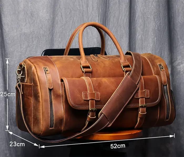 MUNUKI Vintage Crazy Horse sac de voyage en cuir véritable grand sac à bagages hommes sac de sport