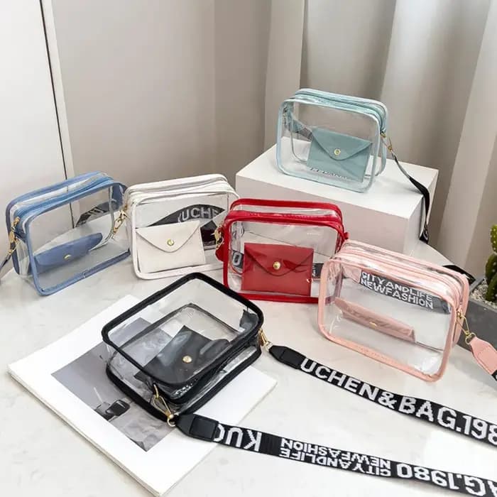 Sac à bandoulière Transparent pour femmes, couleur bonbon, lettre, sac à bandoulière mode, sac de gelée Transparent en PVC, petit sac carré