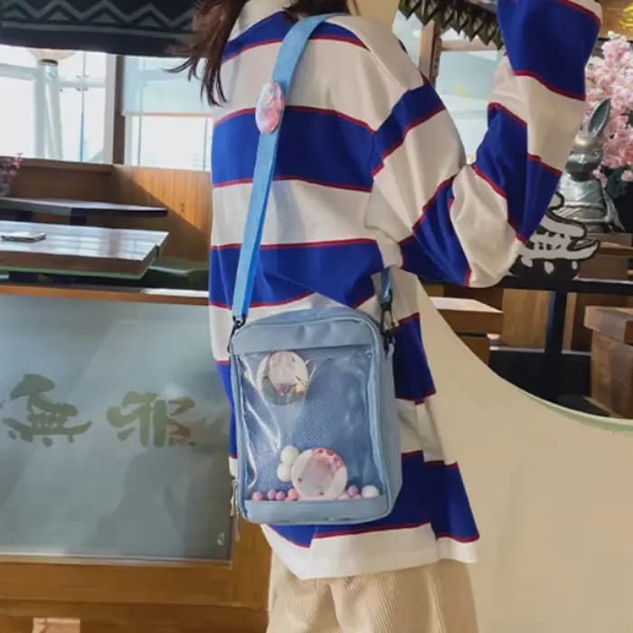 Kawaii Mini sacs à bandoulière pour femmes mignon PVC Transparent petit clair rose Ita sac noir blanc