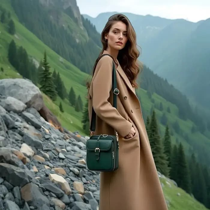 Sac messager en cuir pour femme avec bandoulière réglable et amovible