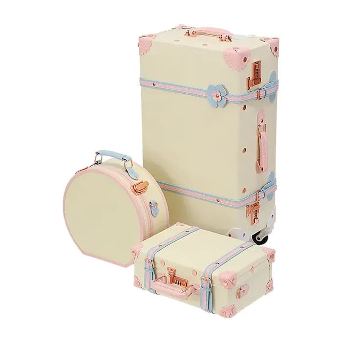 Bagage rétro mignon rose boîtier de chariot Vintage en cuir PU roue rotative silencieuse 20 pouces valise de cabine de