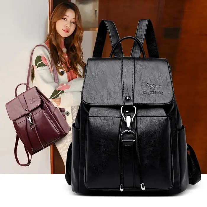 Sac à dos antivol en cuir de grande capacité pour femme