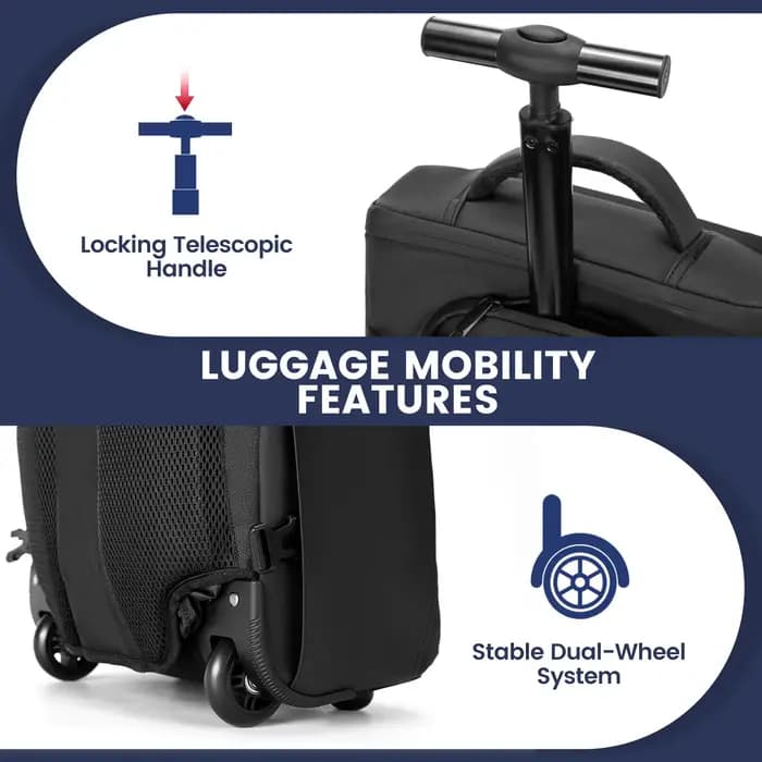 Valise cabine 20 pouces à roulettes avec fonction sac à dos