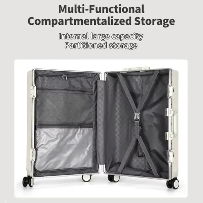 Valise à cadre en alliage d'aluminium, poche d'ouverture avant avec prise de chargement USB, sac de