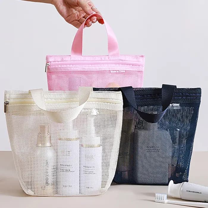 Sac de Douche en Maille avec Fermeture Éclair