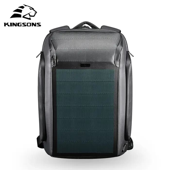 Kingsons-Sac à dos à faisceau avec panneau solaire et chargeur USB pour homme