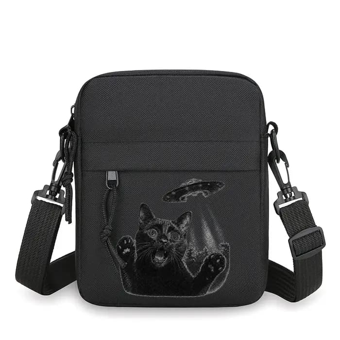Sac à bandoulière pour homme style japonais vintage motif chat