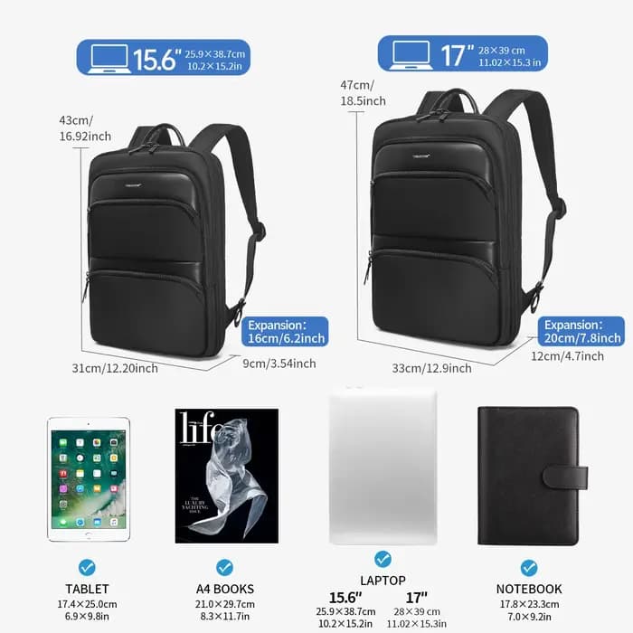 Tigernu sacs à dos extensibles pour hommes 15.6 pouces sac à dos pour ordinateur portable mâle mince