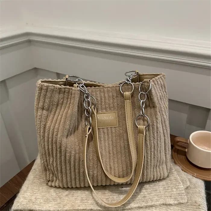 Sac fourre-tout chic en velours côtelé