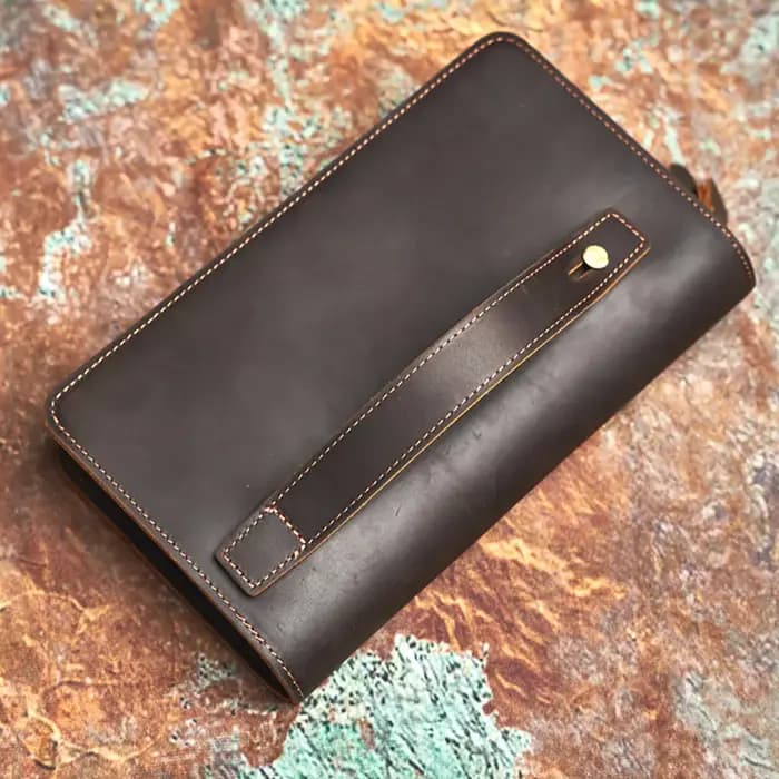 Pochette en cuir véritable pour homme