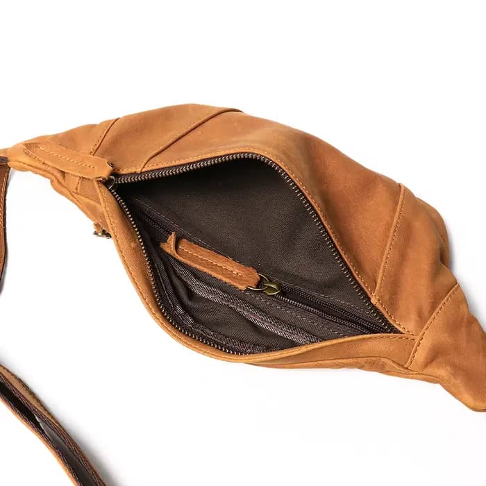 Sac banane en cuir Crazy Horse pour homme