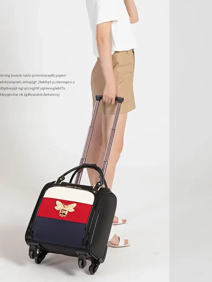 Design de luxe 16/18 pouces avec sac à main femmes bagage roulant petite cabine continuer rétro dames chariot valise sac de voyage
