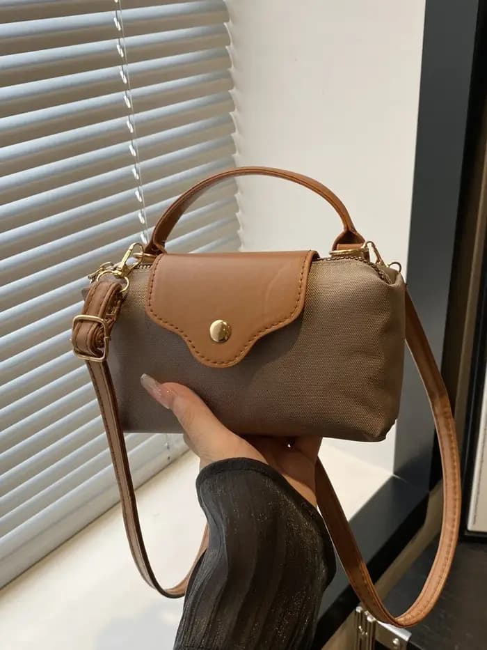 Sac à main carré mini rétro en nylon pour femme