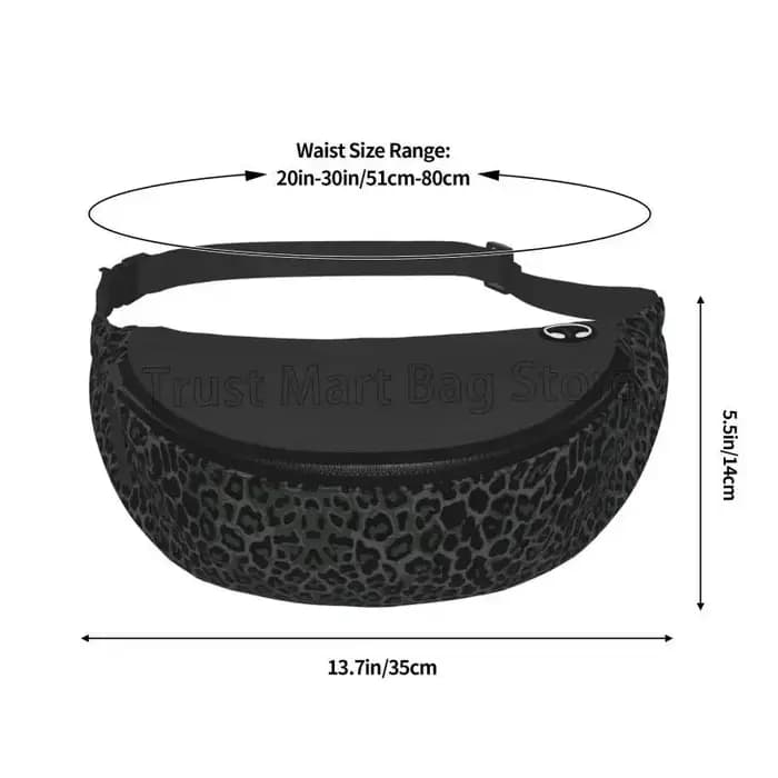 Sac banane imprimé léopard noir pour hommes et femmes