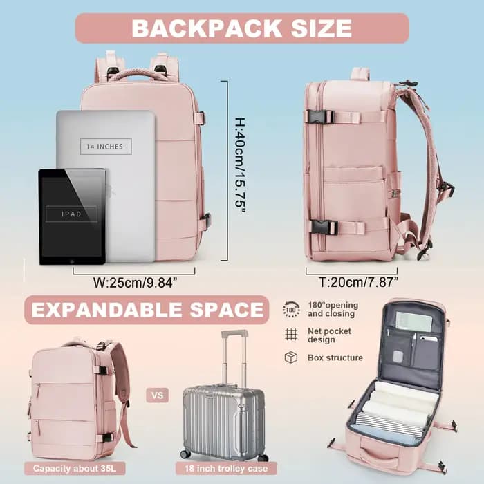 Sac à dos pour femme, sac à dos pour cabine d'avion