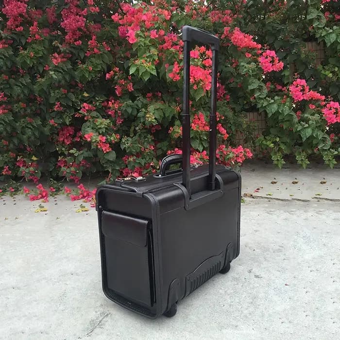 Valise de vol Trolley services.com Pilot en cuir véritable
