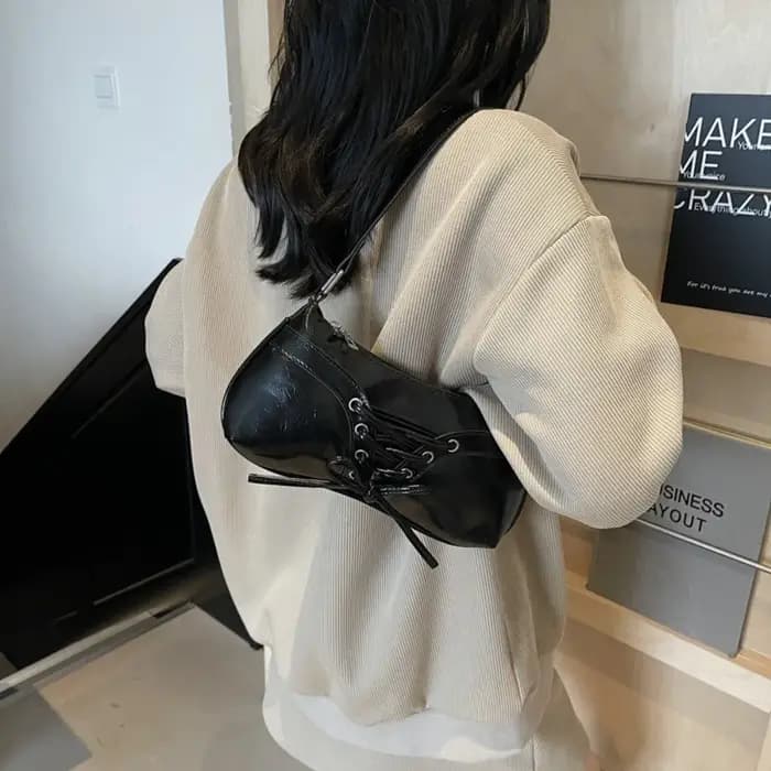 Sac à bandoulière élégant en cuir PU couleur unie pour femme