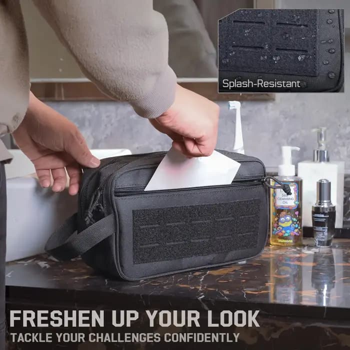 Trousse de toilette tactique pour hommes, sac d'hygiène de voyage, trousse de toilette militaire, pochette d'accessoires Molle résistante à l'eau, accessoires de rasage pour hommes