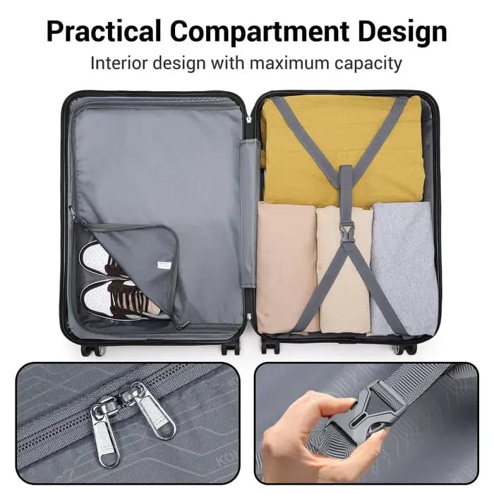 KONO-Serrure TSA, valise (M/L/XL) TONO, étui rigide, chariots ABS légers à roues jumelles