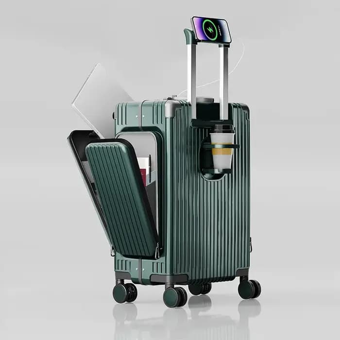 Valise multifonctionnelle à ouverture frontale à trois ouvertures, nouveau style, matériau PC de 20