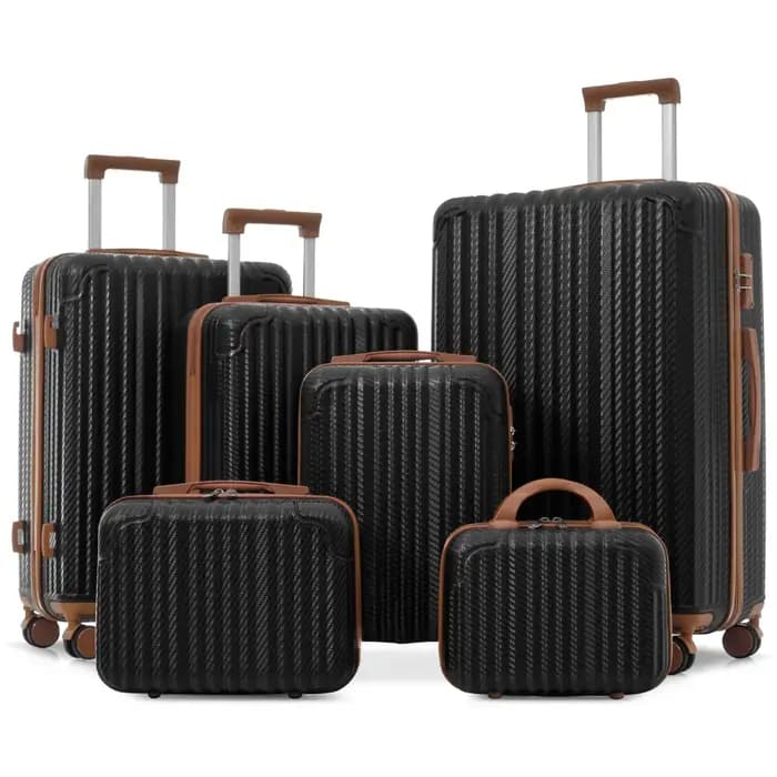 Ensemble de bagages rigides en ABS 6 pièces, valises durables avec roulettes pivotantes, serrure TSA