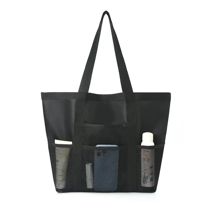 Sac de plage grande capacité en maille avec poches, sac de bain multifonctionnel, sac de voyage, sac