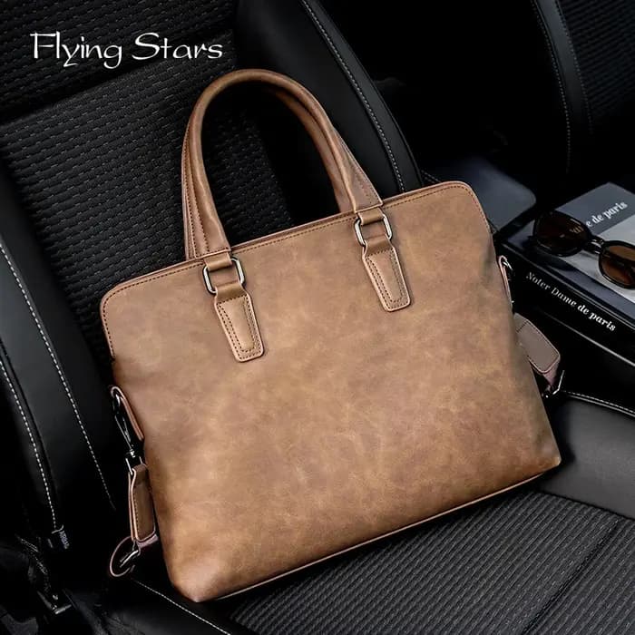 Sac à main d'affaires vintage en cuir PU pour homme