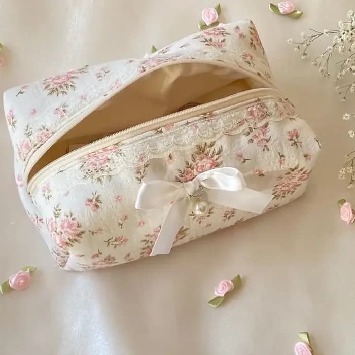 Sac à cosmétiques à nœud, trousse de toilette de grande capacité, sac de rangement Portable pour produits de cosmétiques et de soins de la peau