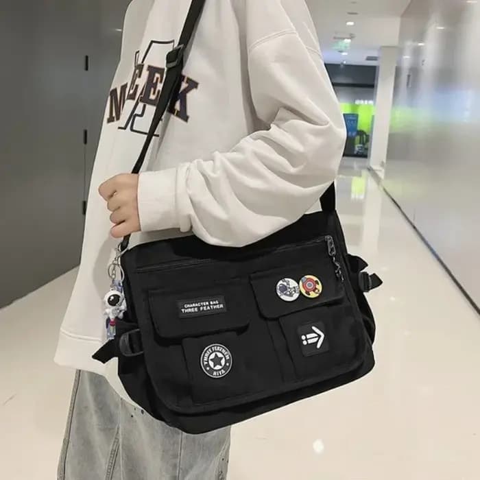 Harajuku hommes sacs à bandoulière en Nylon pour femmes Sac de messager filles école livre