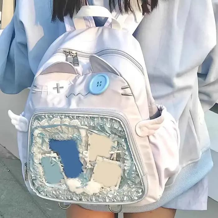Sac à dos chat mignon femmes Nylon Style japonais décontracté mode Transparent Ita sac grande capacité femme esthétique sacs à dos bolsa