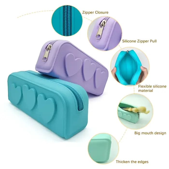 Trousse à pinceaux de maquillage, trousse de toilette, organisateur pour femmes, trousse à cosmétiques en Silicone, trousse à crayons avec motif de cœur