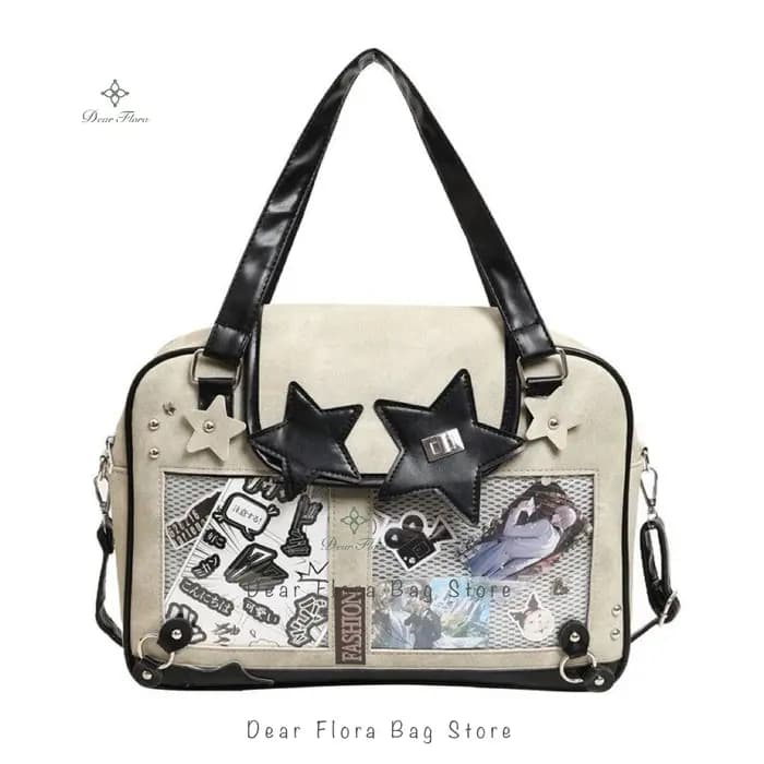 Y2K – sac à bandoulière tendance Star Ita pour fille, sac à bandoulière avec poche transparente, sac