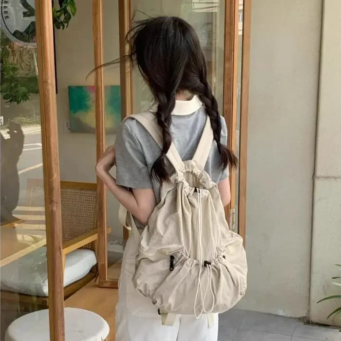 Mode froncé cordon sacs à dos pour femmes décontracté en Nylon dame Sac à dos léger étudiants Sac grande capacité Sac de voyage 2026