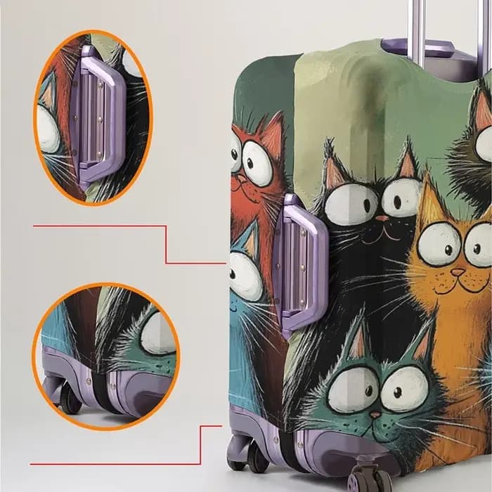 Housse de protection pour bagages à motif chat